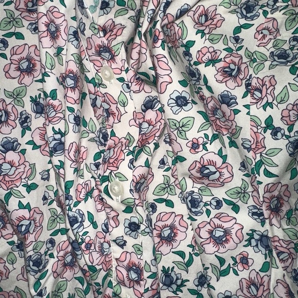 J Crew Factory Printed puff-sleeve ruffle-collar top Ivroy Rose Water 3X Plus - Picture 7 of 9